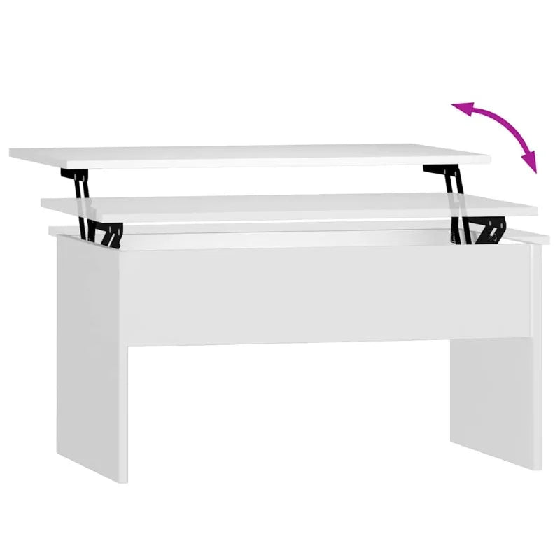 Table basse blanche et en bois d'ingénierie 80x50,5x41,5 cm
