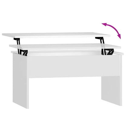 Table basse blanche et en bois d'ingénierie 80x50,5x41,5 cm