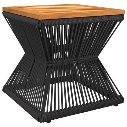 Table basse en bois et noir acacia avec cadre métallique 38x38x38 cm