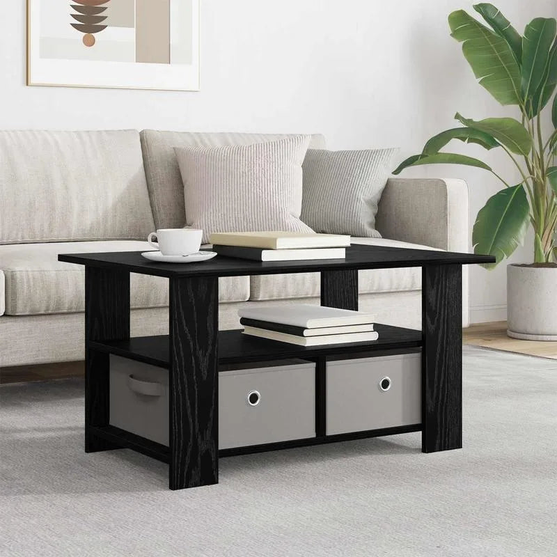 Table basse en bois et noir 77x55x42 cm