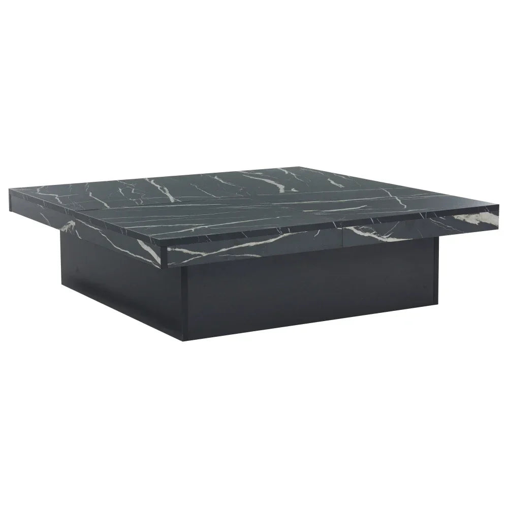 Table basse en bois et noir 90x90x25 cm