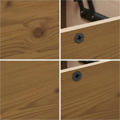 Table basse en bois massif pin relevable avec rangement 110 x 50 x 33,5 cm nature