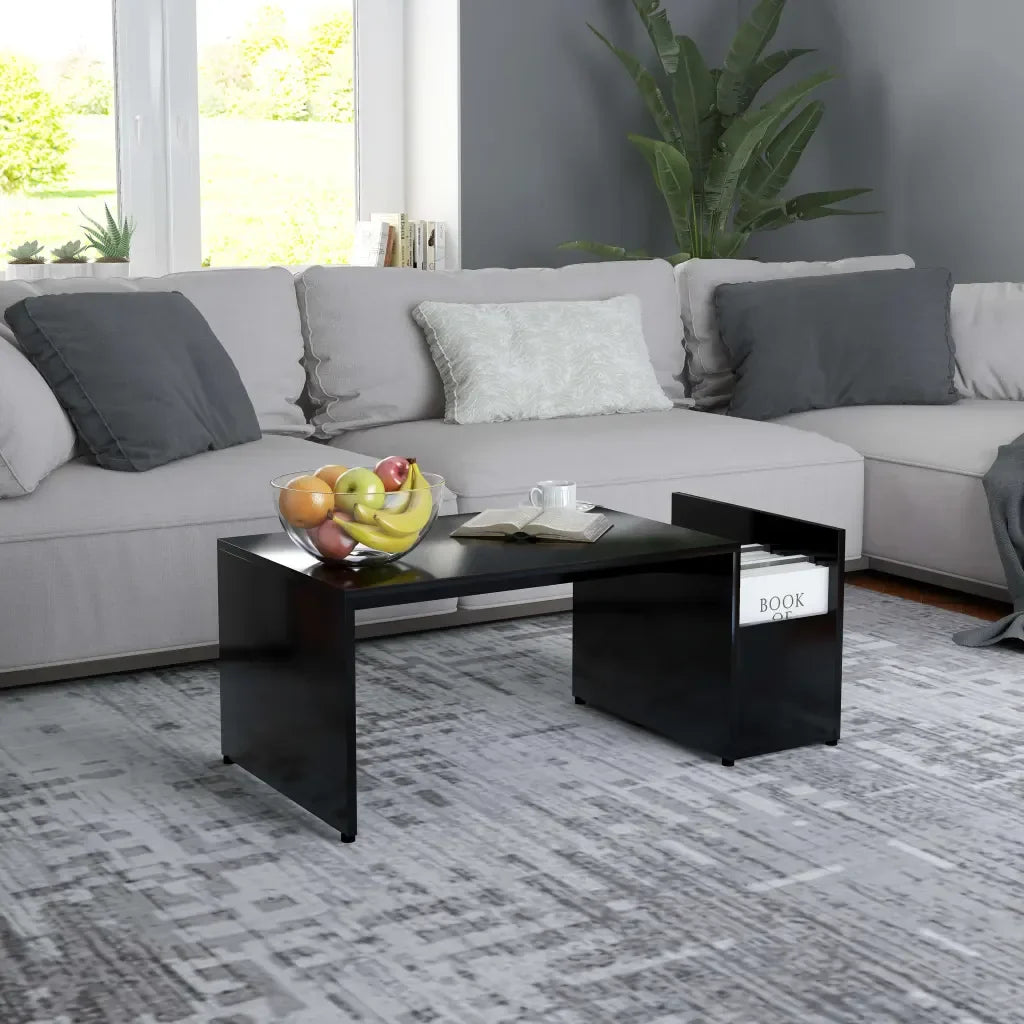 Table basse en bois et noir 90 x 45 x 35 cm