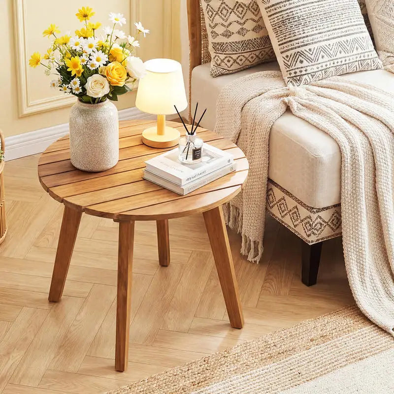Table basse en bois massif acacia 35x35x43 cm naturelle