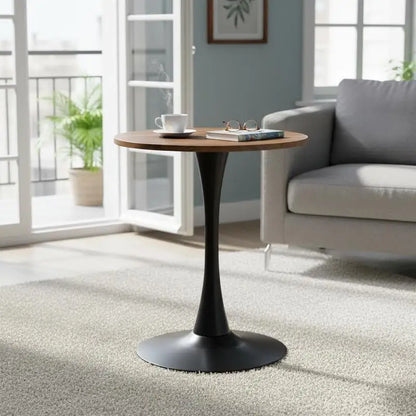 Table basse ronde en bois MDF Ø60 cm pied noir