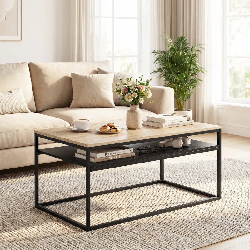Table basse en bois et noir 100x59.8x47 cm