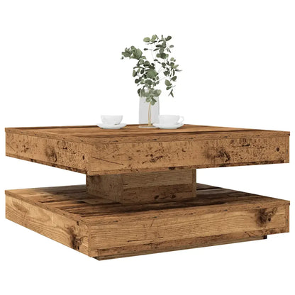 Table basse bois clair rotative 360° 70x70x34,5 cm pin massif