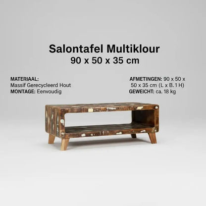 Table basse en bois massif recyclé rustique avec rangement