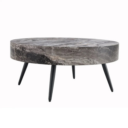 Table basse bois clair rond 70 cm pieds métal noir