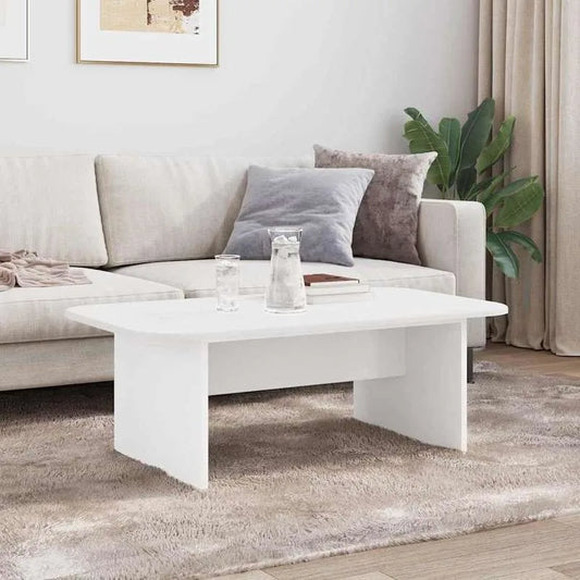 Table basse blanche et en bois d'ingénierie 93x53x33 cm
