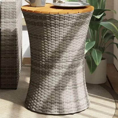 Table basse en bois et noir 50 cm rotin polypropylène acier