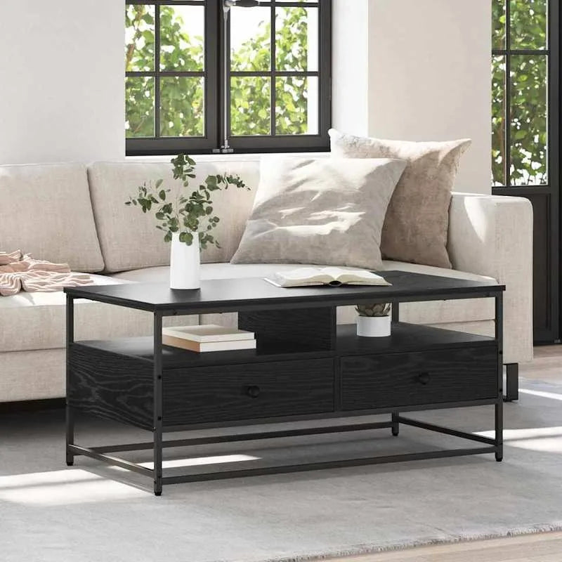 Table basse en bois et noir 100x51x45 cm