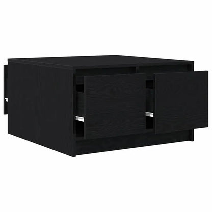 Table basse en bois et noir avec tiroirs 70,5x70x40 cm