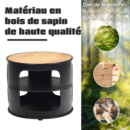 Table basse en bois et noir 3 niveaux 50 kg