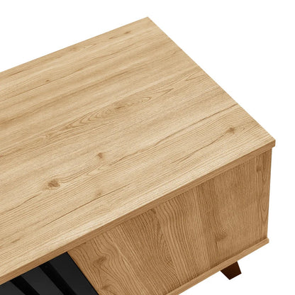 Table basse en bois et noir 100 x 60 x 45 cm avec tiroirs MDF