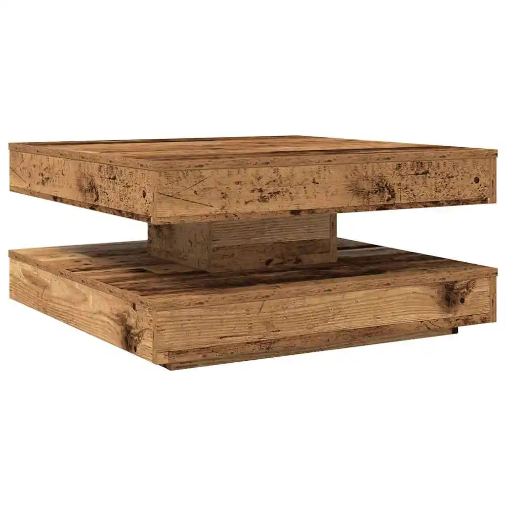 Table basse bois clair rotative 360° 70x70x34,5 cm pin massif
