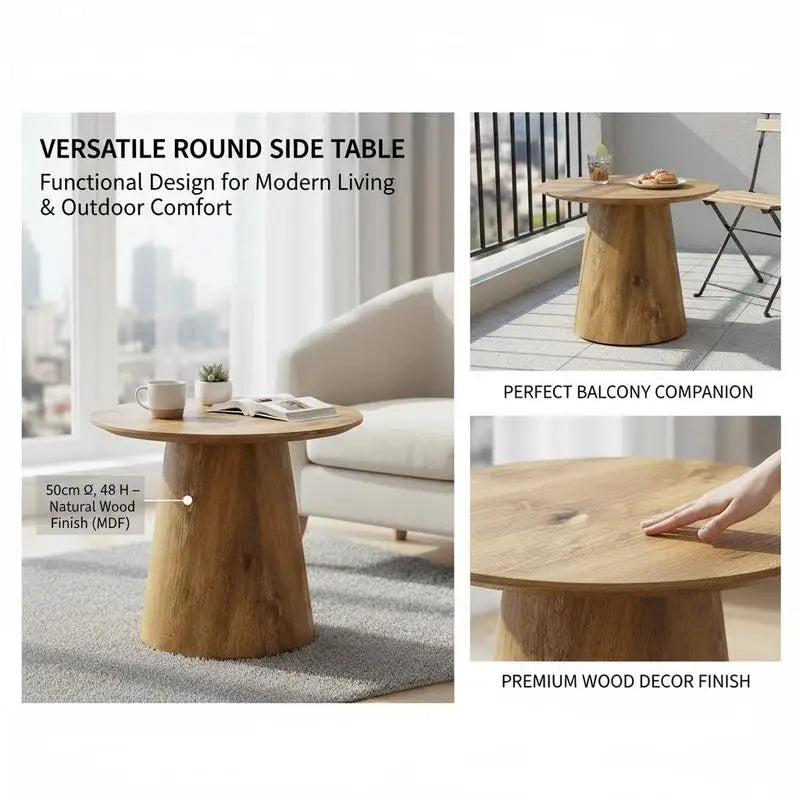 Table basse ronde en bois 50 cm diamètre 48 cm hauteur