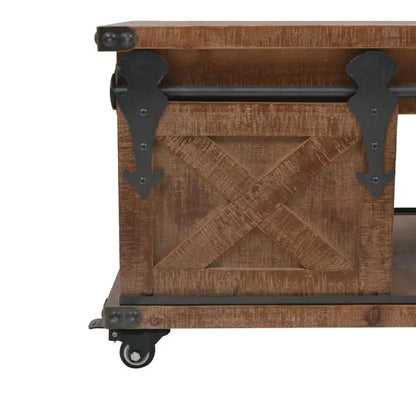 Table basse en bois massif 91 x 51 x 38 cm brune