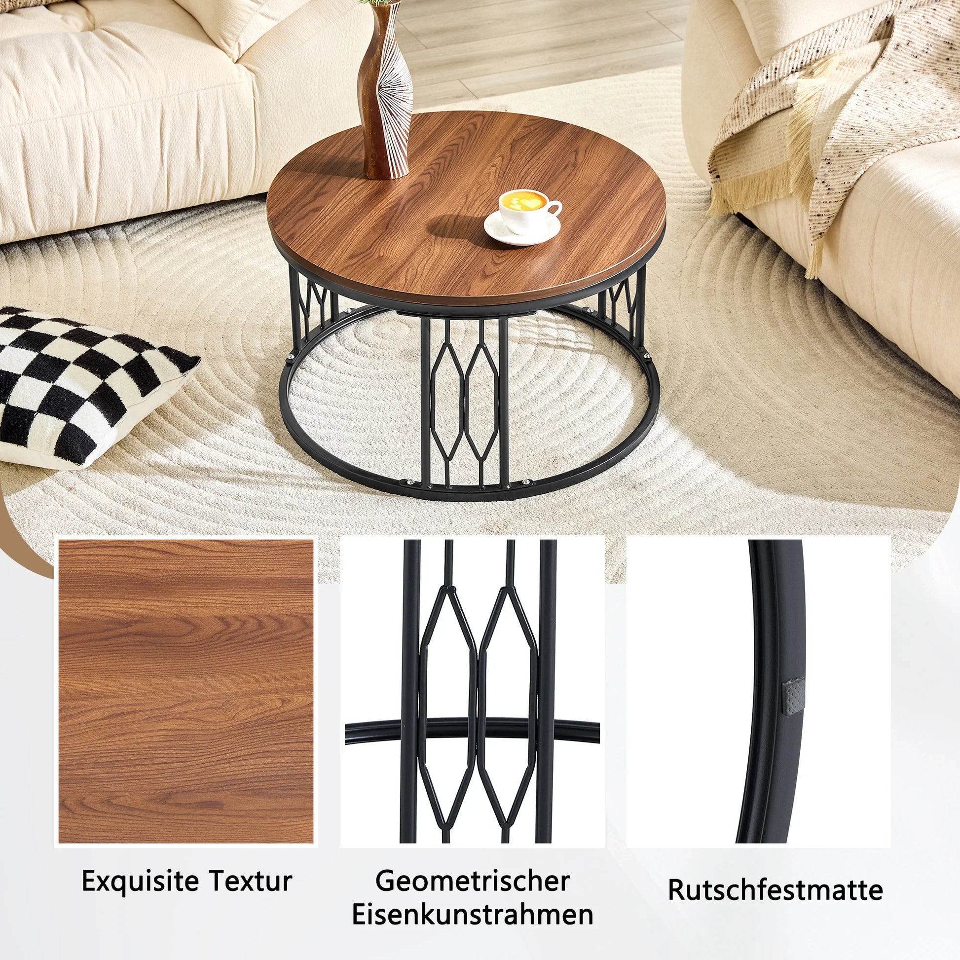 Table basse en bois et noir 85x55x31 cm