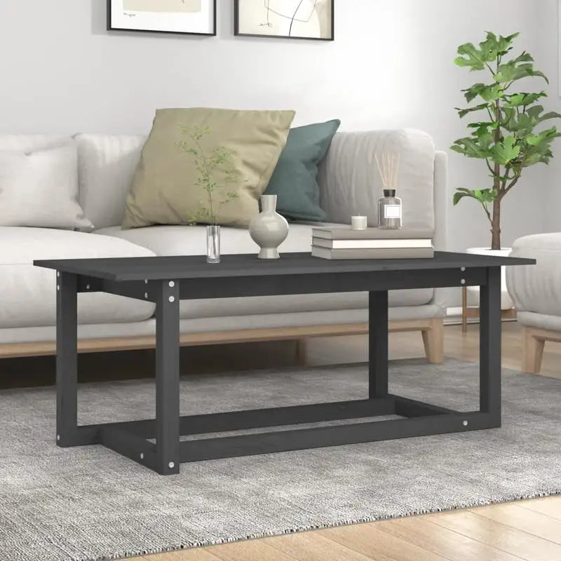 Table basse en bois massif pin 110 x 55 x 45 cm grise