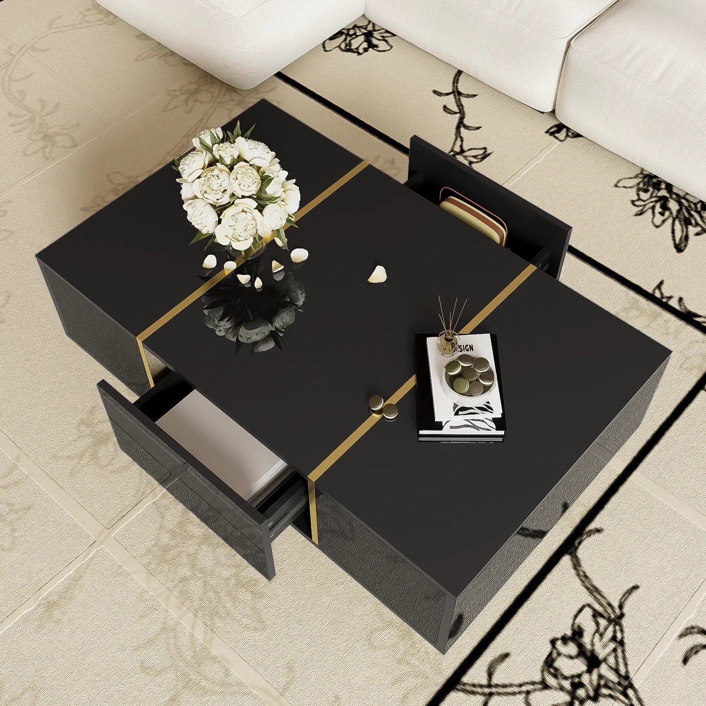 Table basse en bois et noir 100x60x41,5 cm