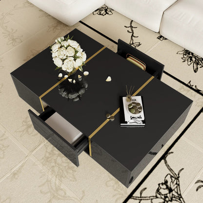 Table basse en bois et noir 100x60x41,5 cm