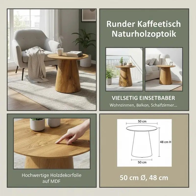 Table basse ronde en bois 50 cm diamètre 48 cm hauteur