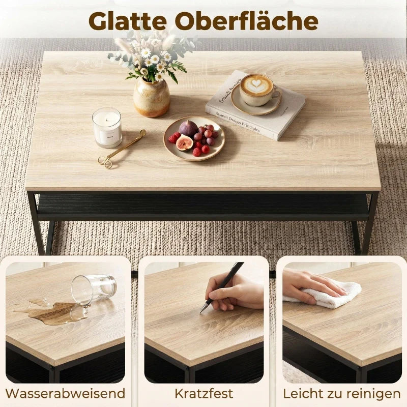 Table basse en bois et noir 100x59.8x47 cm