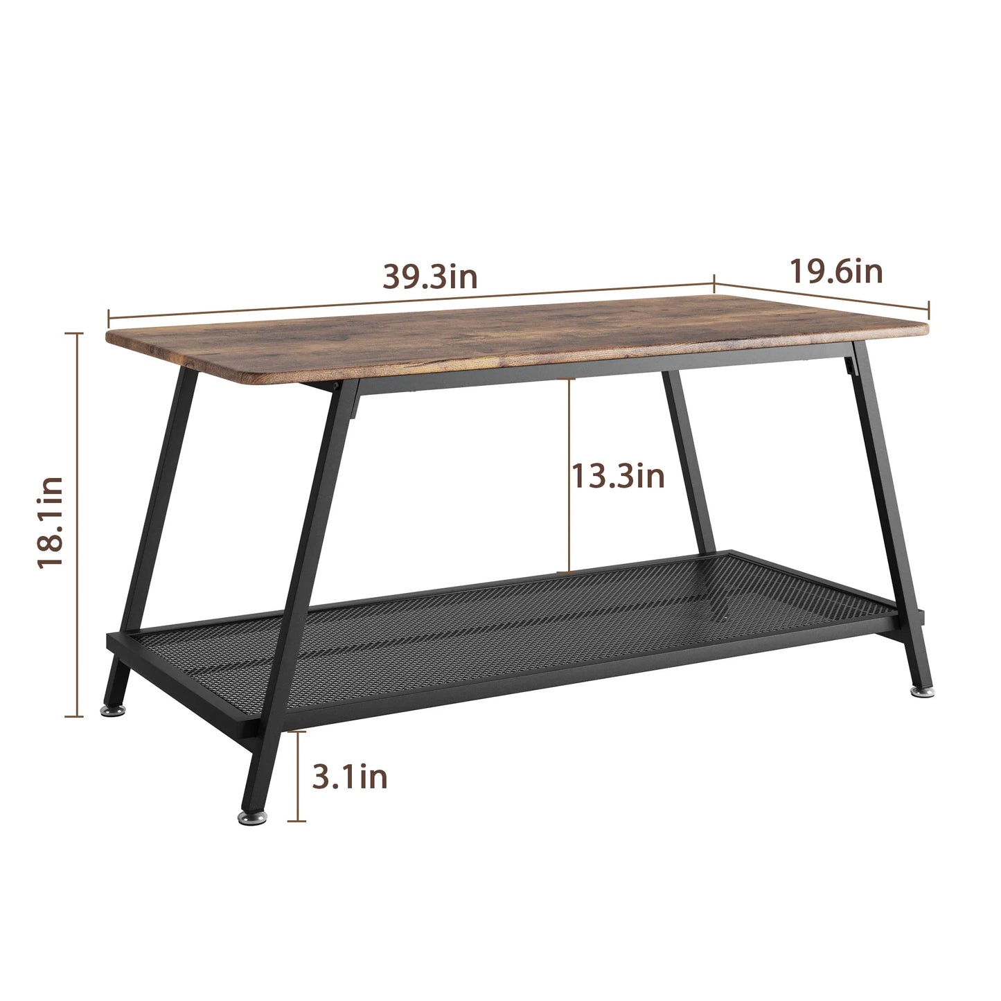 Table basse en bois et noir 80x55x40 cm