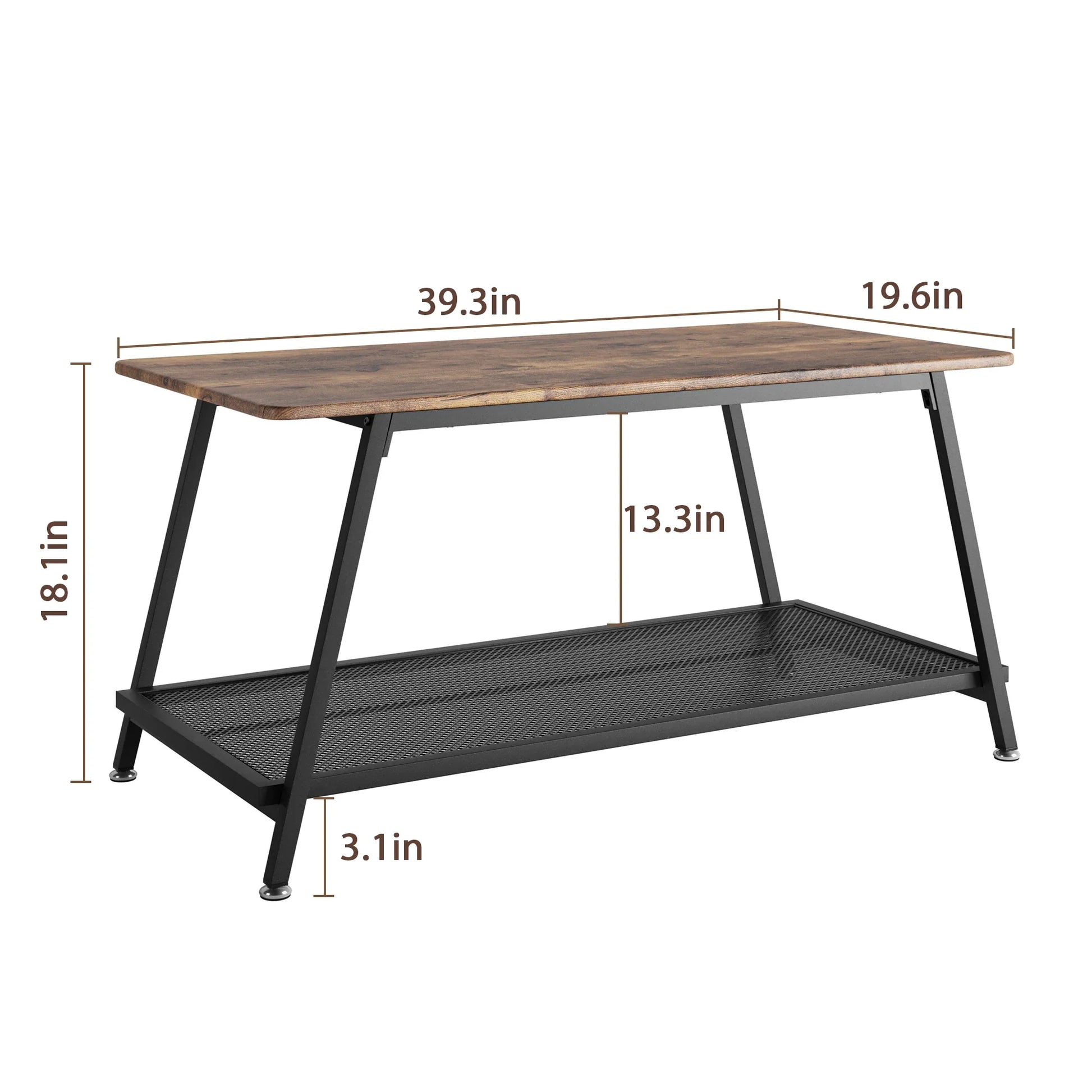 Table basse en bois et noir 80x55x40 cm