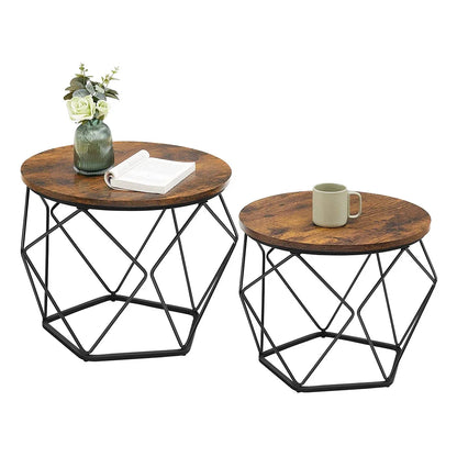 Table basse ronde en bois MDF avec verre trempé double étagère