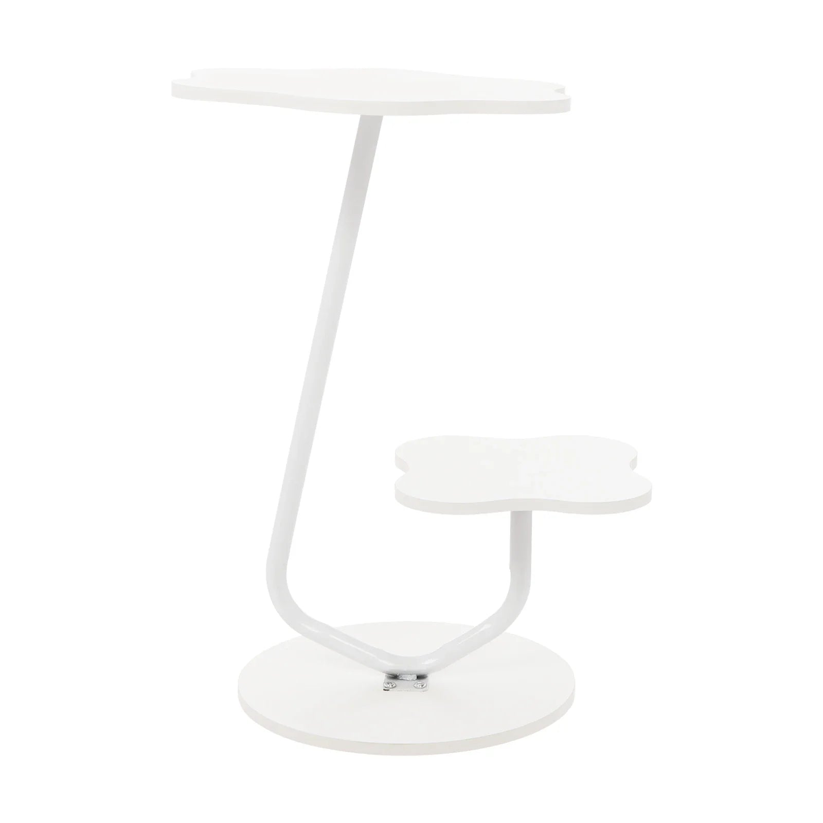 Table basse blanche et en bois 2 niveaux en forme de fleur 40x30x61.5 cm