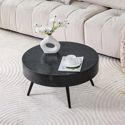 Table basse ronde en bois 70 cm noir