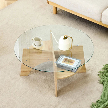Table basse ronde en verre transparent Ø 80 cm