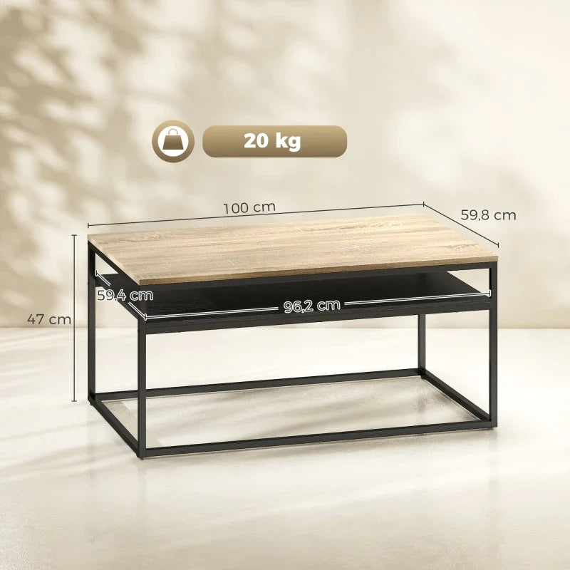 Table basse en bois et noir 100x59.8x47 cm