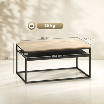 Table basse en bois et noir 100x59.8x47 cm
