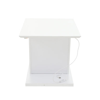 Table basse blanche et en bois MDF haute brillance forme V avec LED RGB