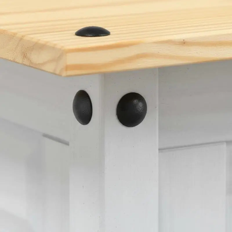 Table basse blanche et en bois de pin massif 100x55x44 cm