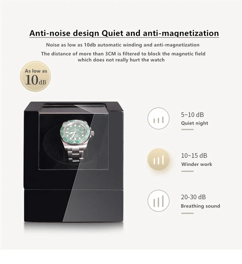 Embers Luxry Single Watch Winder Battery Wooden Shaker Watch Box Automatic Winder Glass Storage Case Mabuchi Motro