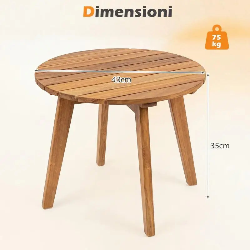 Table basse en bois massif acacia 35x35x43 cm naturelle