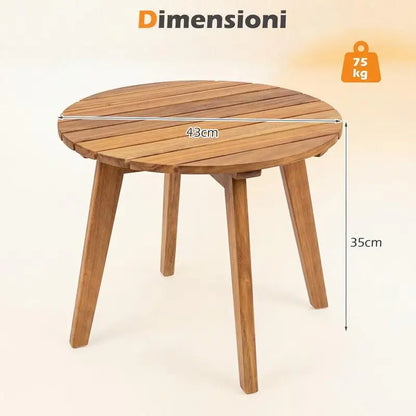 Table basse en bois massif acacia 35x35x43 cm naturelle