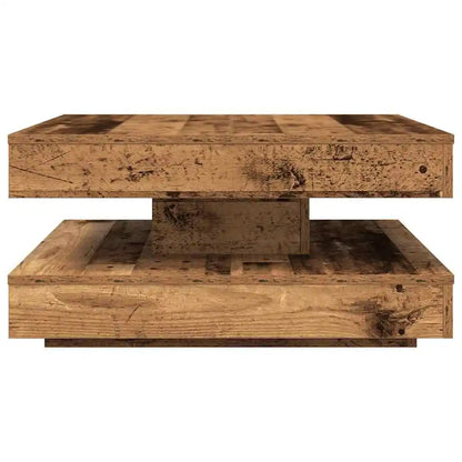 Table basse bois clair rotative 360° 70x70x34,5 cm pin massif