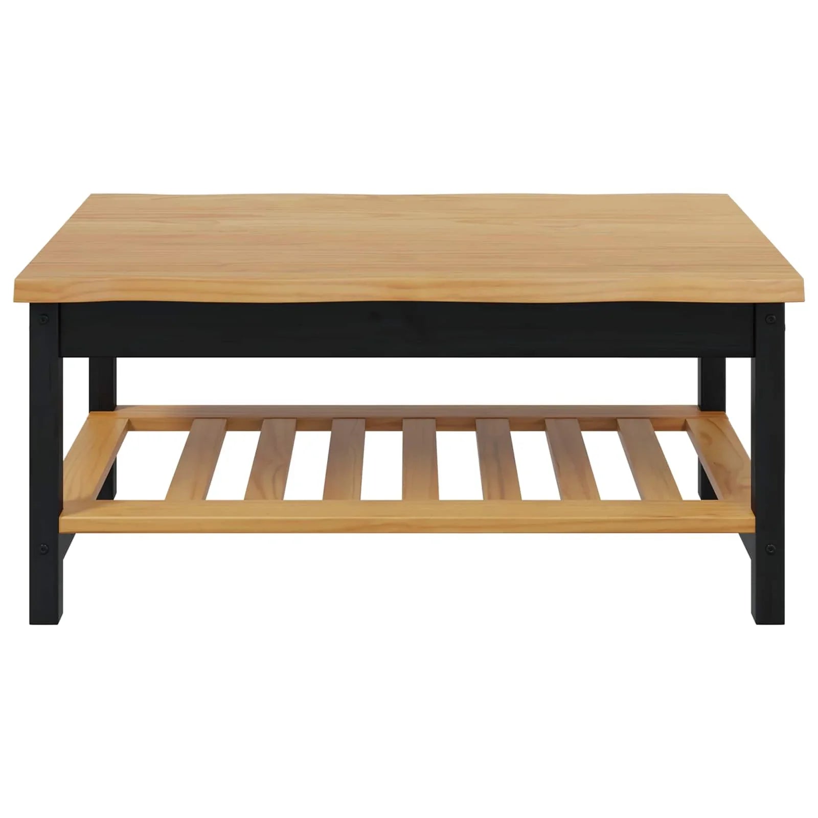 Table basse en bois massif pin 100 x 60 x 45,5 cm noire