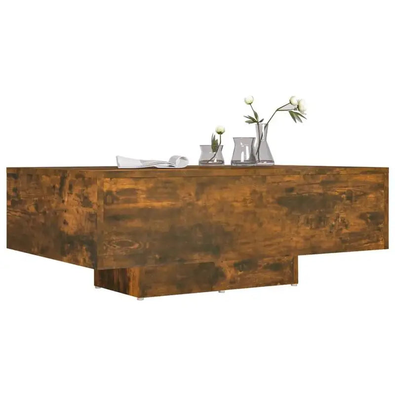 Table basse bois clair en chêne fumé 85 x 55 x 31 cm