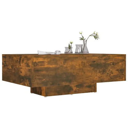 Table basse bois clair en chêne fumé 85 x 55 x 31 cm