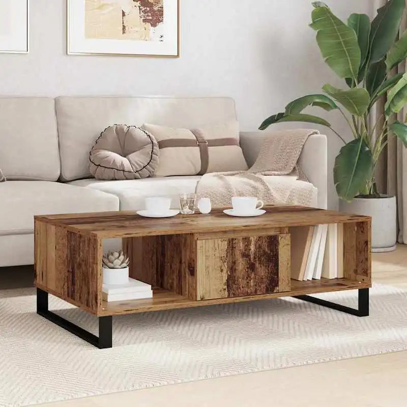 Table basse en bois massif 104 x 60 x 35 cm marron