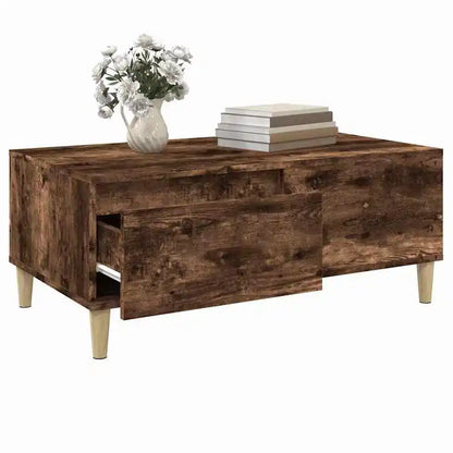 Table basse en bois massif avec tiroir de rangement