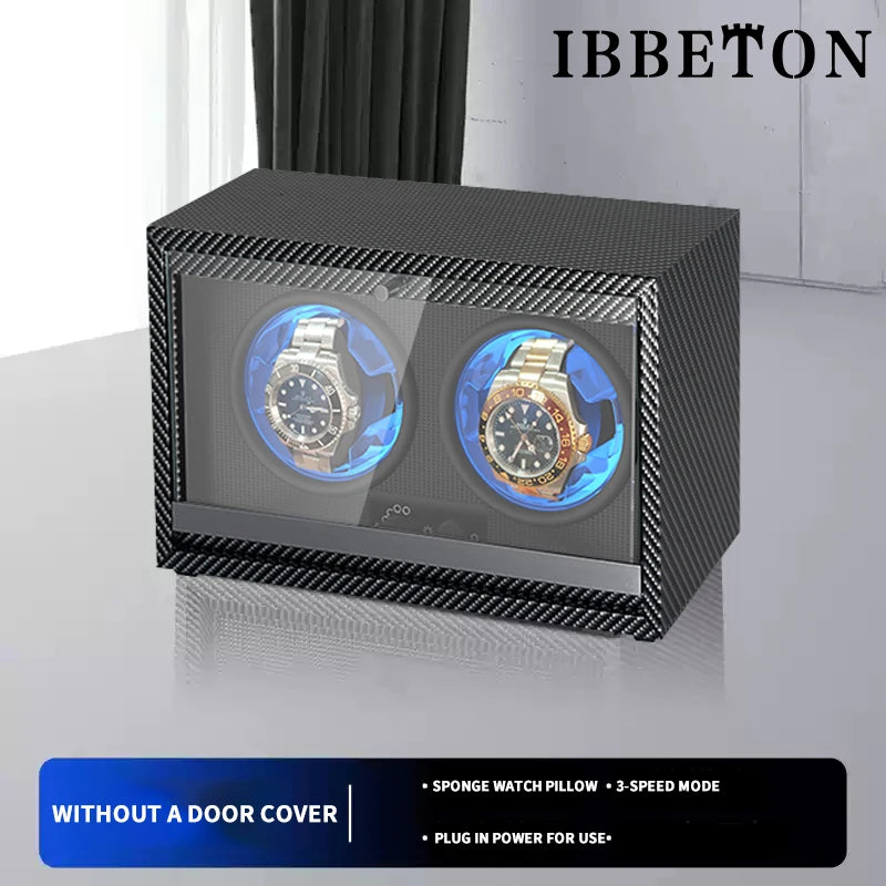 IBBETON 1 2 4 6 Slot Luxury Watch Winder For Automatic Watches Box  Carbon Fiber Texture With Mute Motor Watch Automati