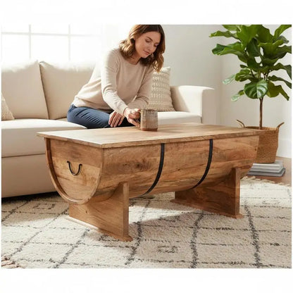 Table basse en bois massif 88 x 50 x 40 cm vert armée