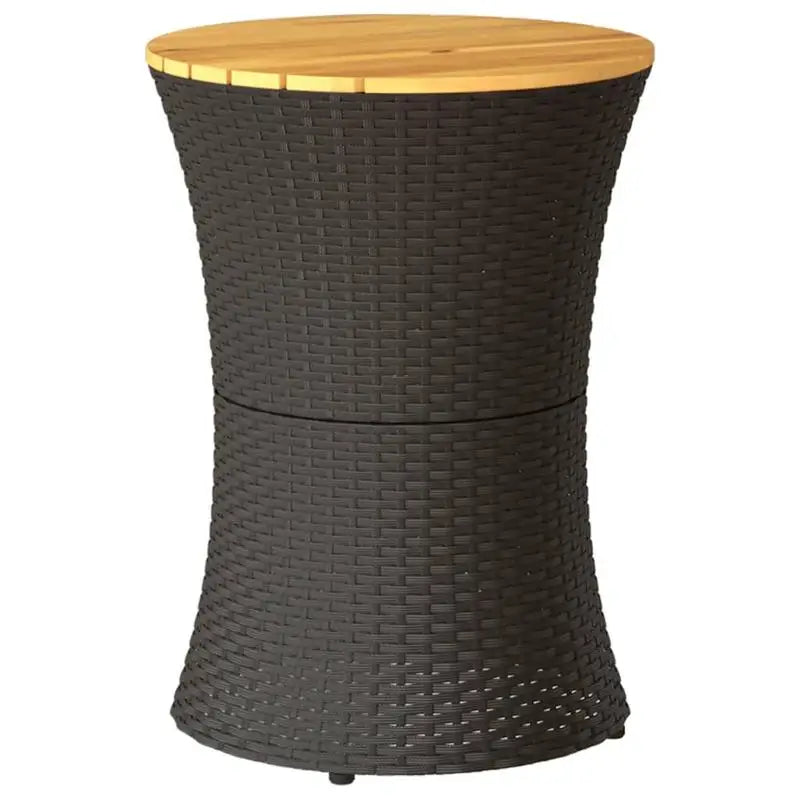 Table basse en bois et noir 50 cm rotin polypropylène acier